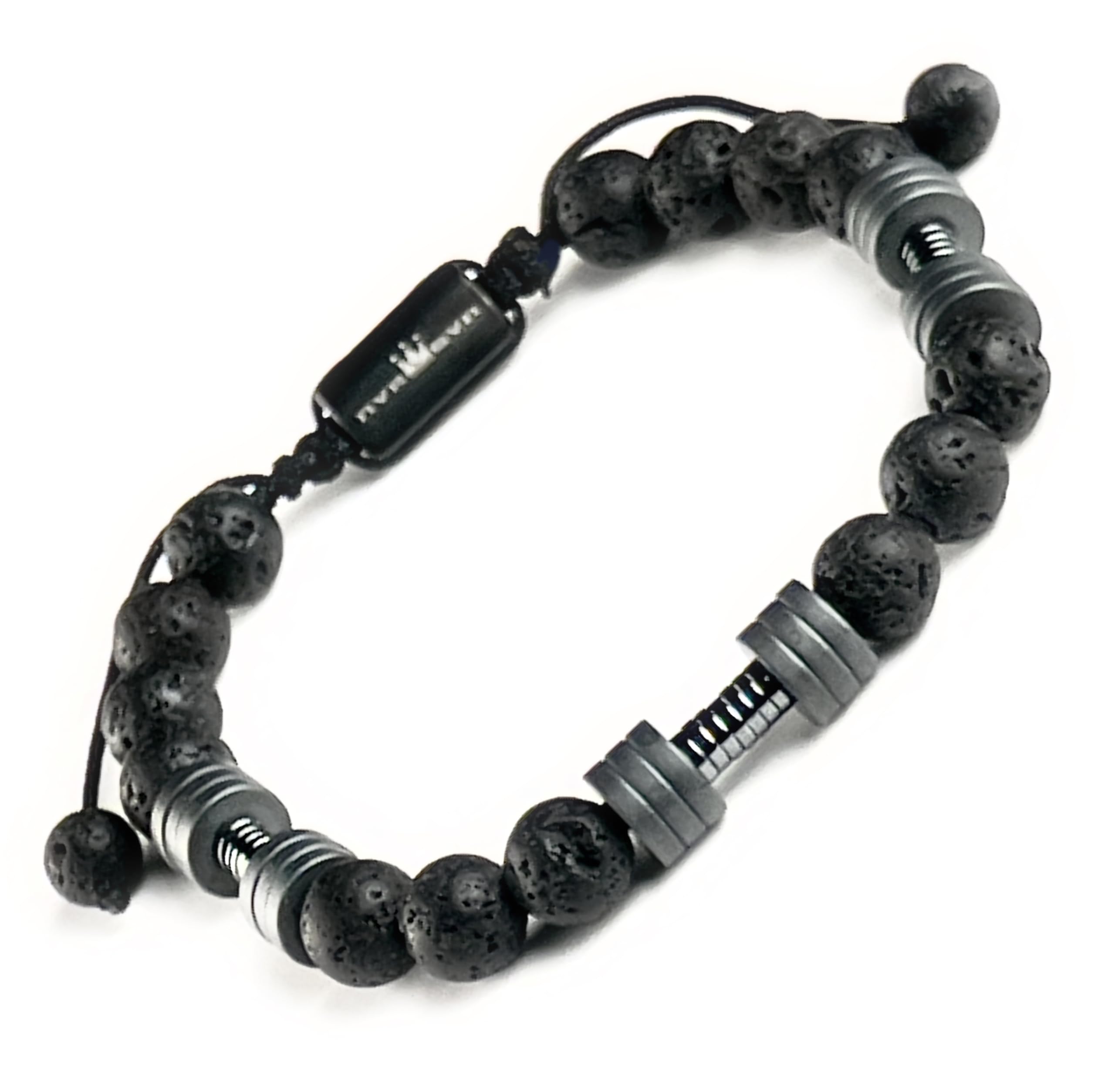 dumbbell hematite lava 8mm